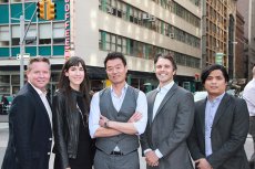 Tom Kwon (center) with the Blucarat management team
